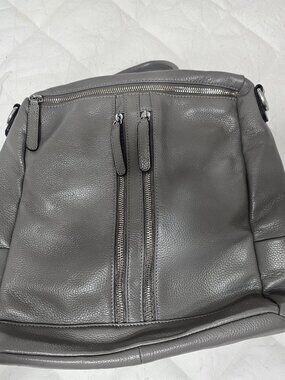 BOYATU Gray Leather Convertible Backpack Purse